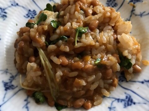 カイワレの納豆カレーチャーハン